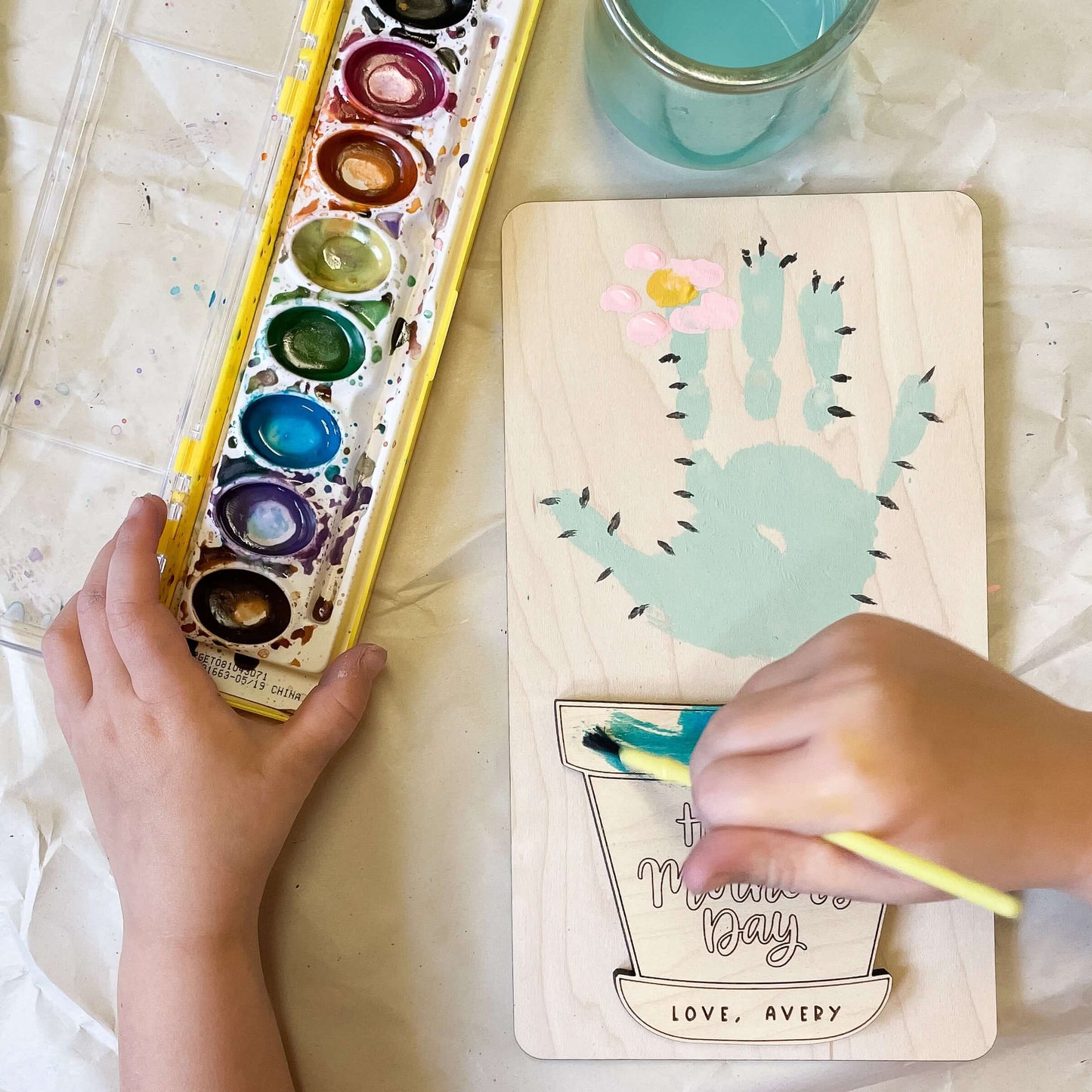 Wood Handprint Craft for Mother's Day + Teacher's Appreciation