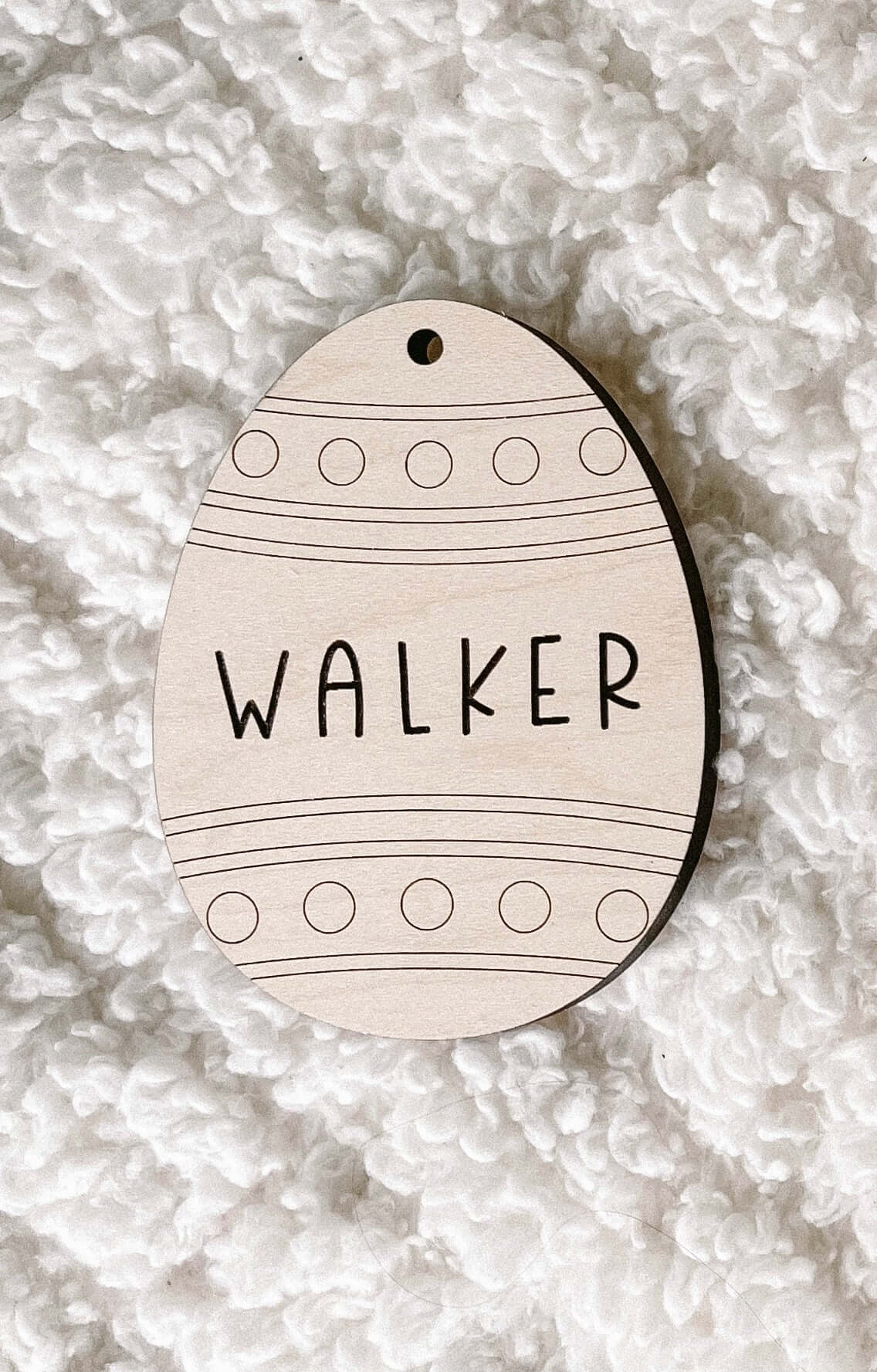 Egg Shaped Wood Easter Basket Name Tag