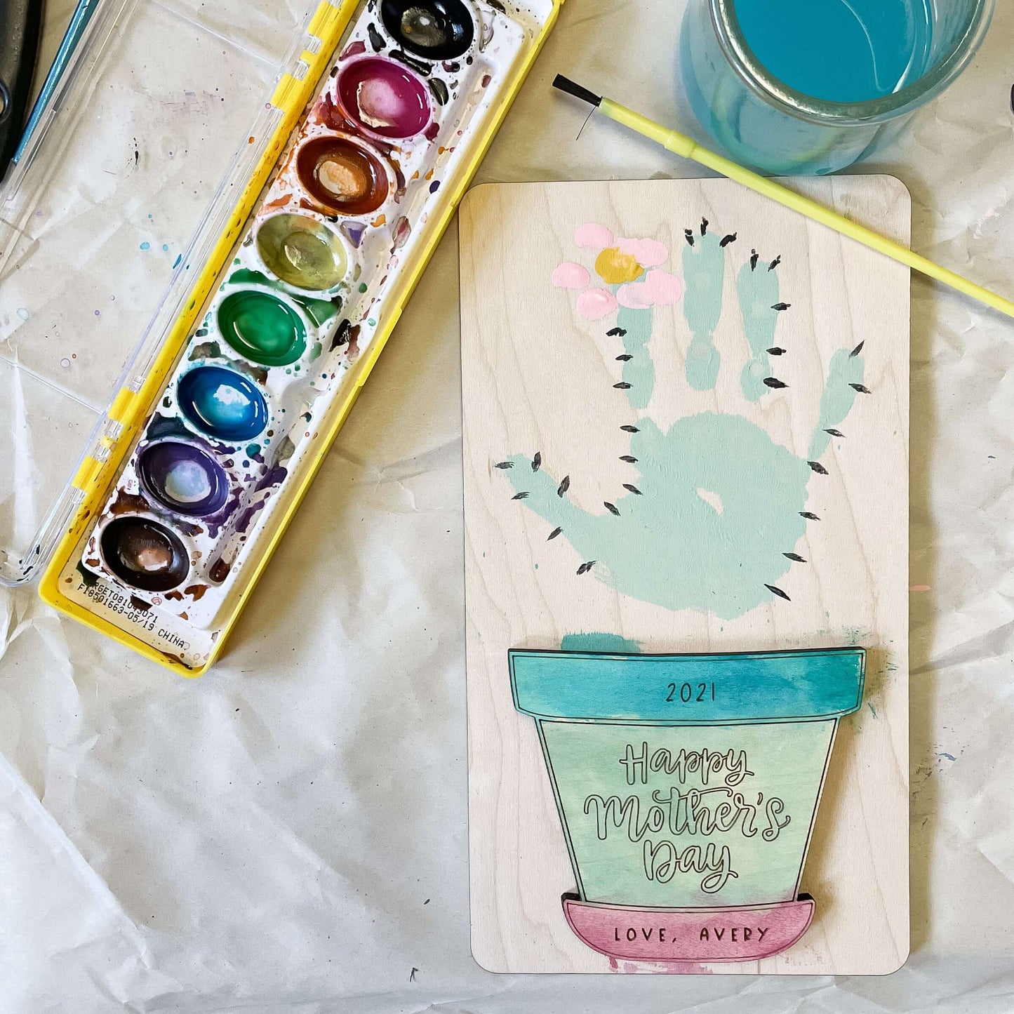 Wood Handprint Craft for Mother's Day + Teacher's Appreciation