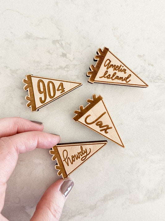 Pennant Shaped Wood Magnet