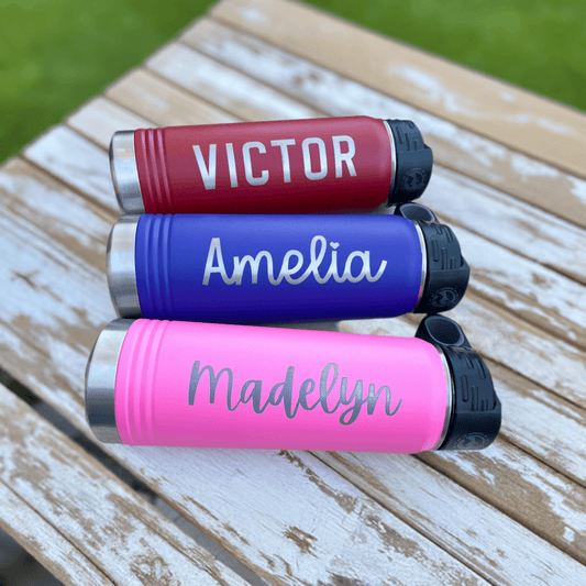 Custom insulated leakproof water bottle for kids, lunchboxes, teams, personalized with name