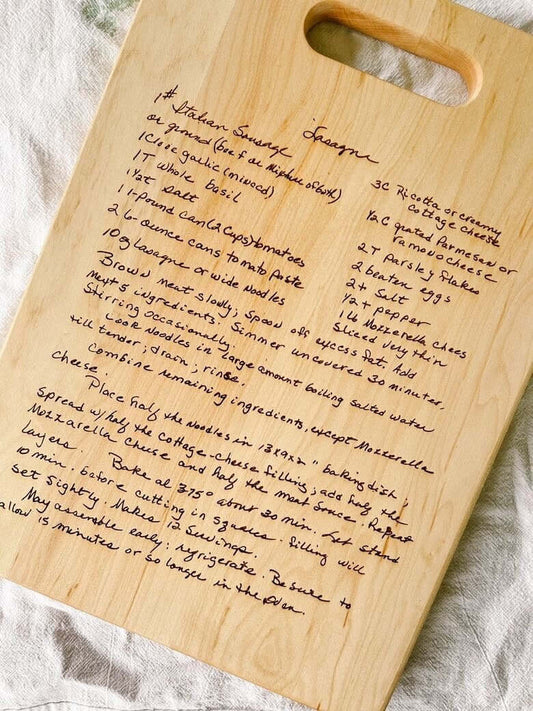 Heirloom Engraved Recipe Keepsake Board