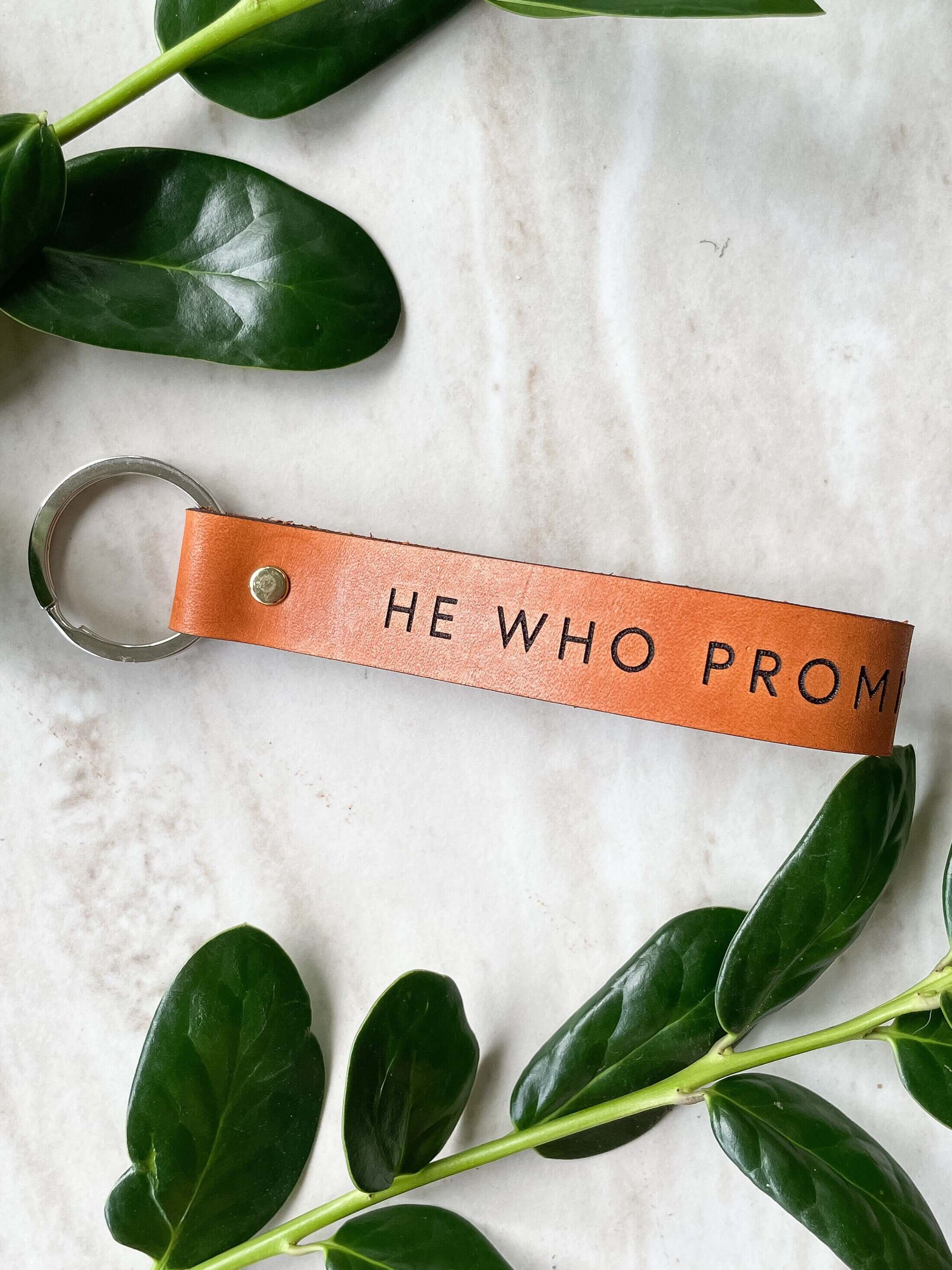 Faithful | Engraved Leather Keychain with Bible verse – Grace & Grain ...