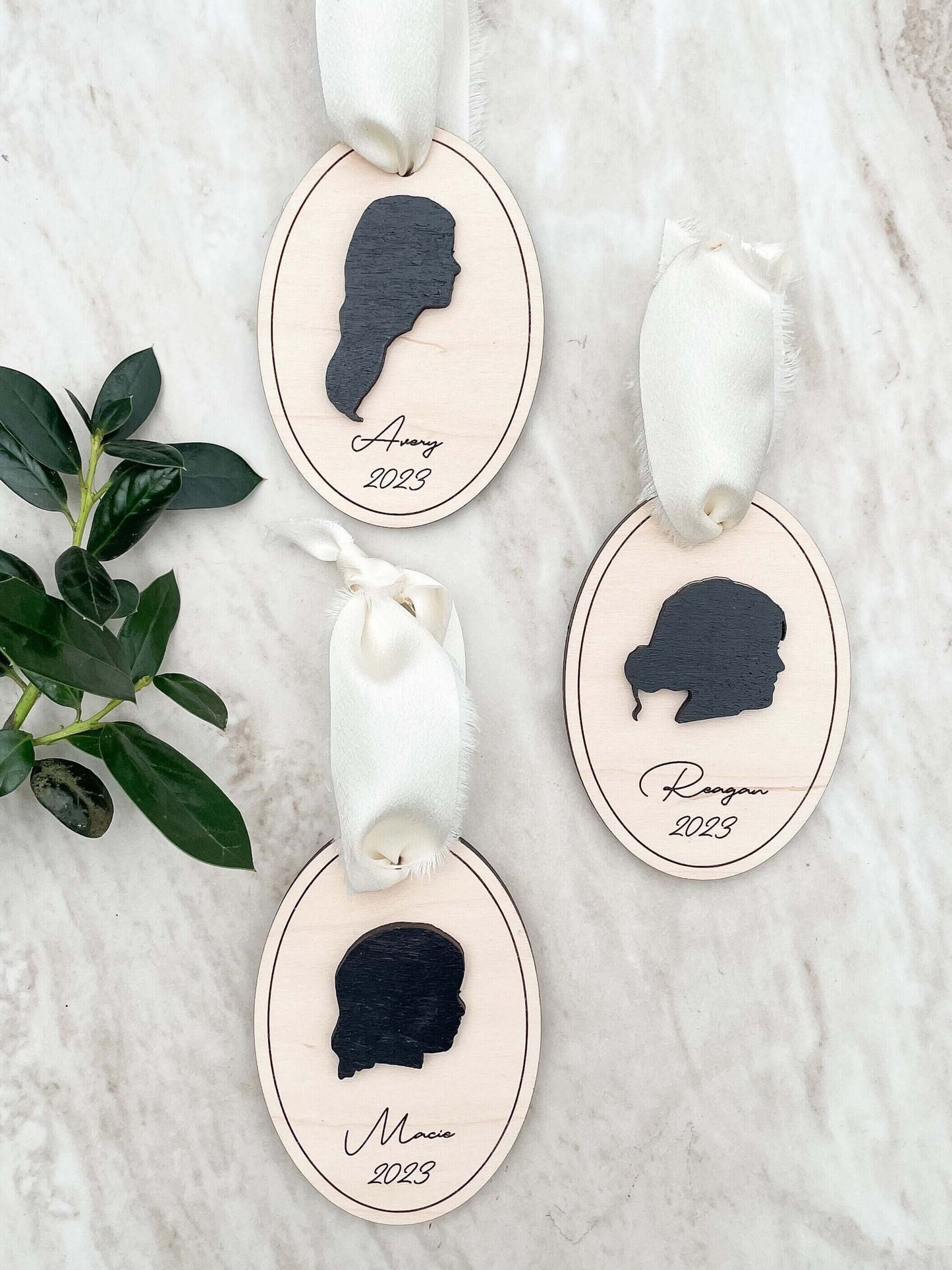 Hand Drawn Silhouette Wood Ornament