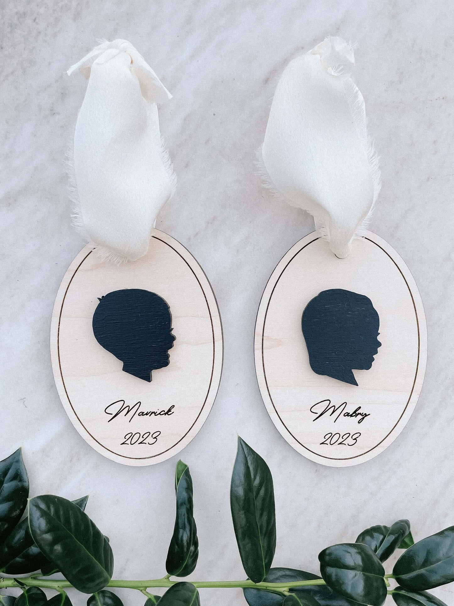 Hand Drawn Silhouette Wood Ornament