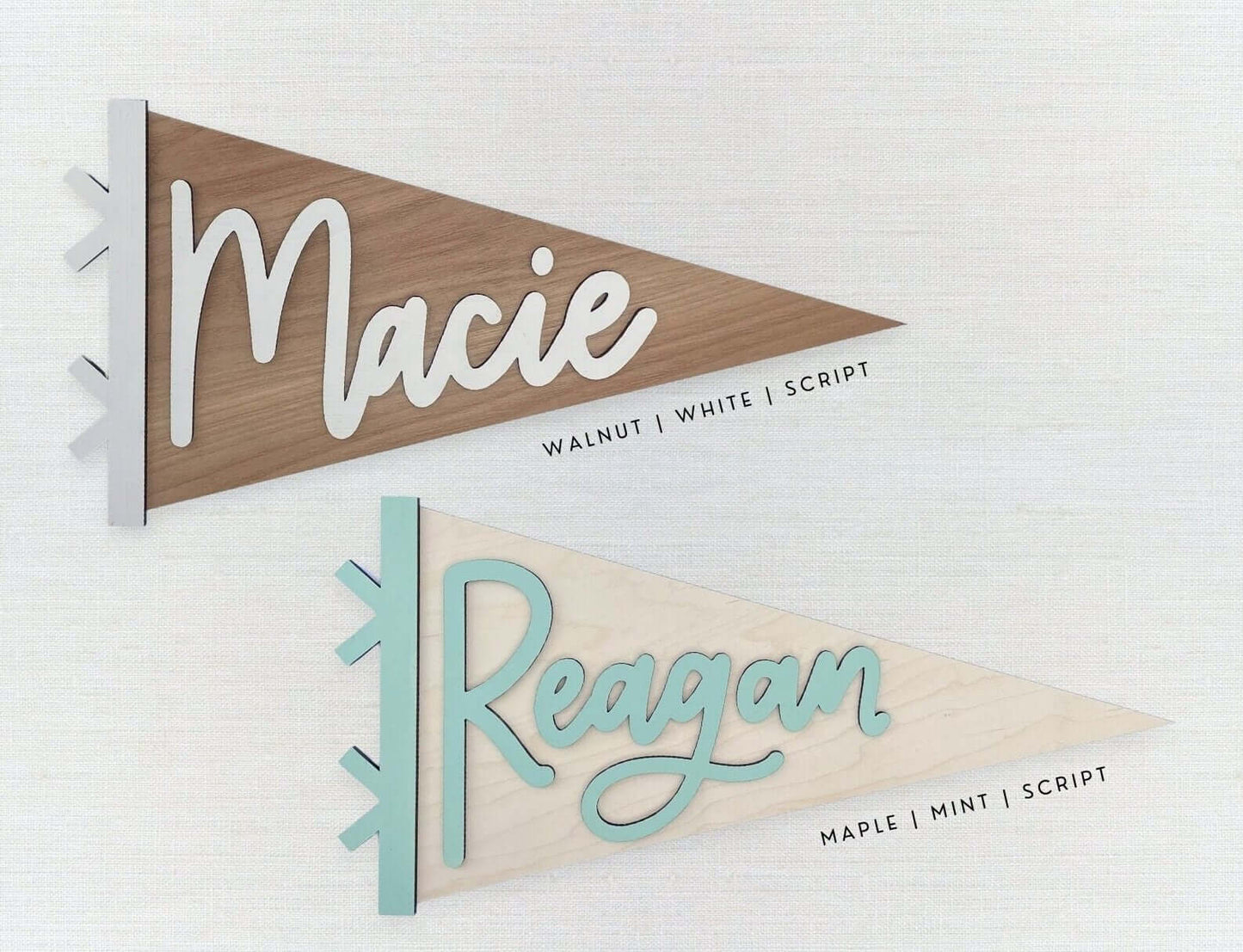 Pennant Shaped Wood Name Sign