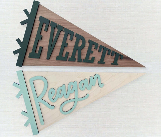 Pennant Shaped Wood Name Sign